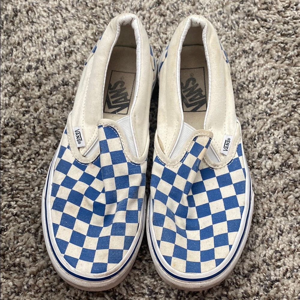 Dark Blue Checkered Vans